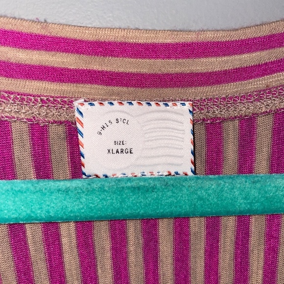 EUC Anthropologie Postmark Asymmetrical Striped V Neck Top Size XL - Picture 3 of 8